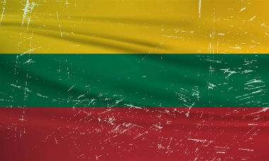 Grunge Lithuania flag. Lithuania flag with waving grunge texture.  Vector background.