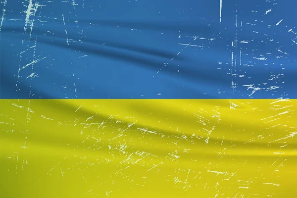 Прапор України Грандж Прапор України Махаючи Текстурою Гранджу Векторний Фон — стоковий вектор