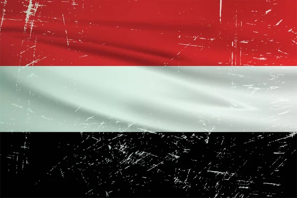 Grunge Yemen Flag Yemen Flag Waving Grunge Texture Vector Background — Stok Vektör