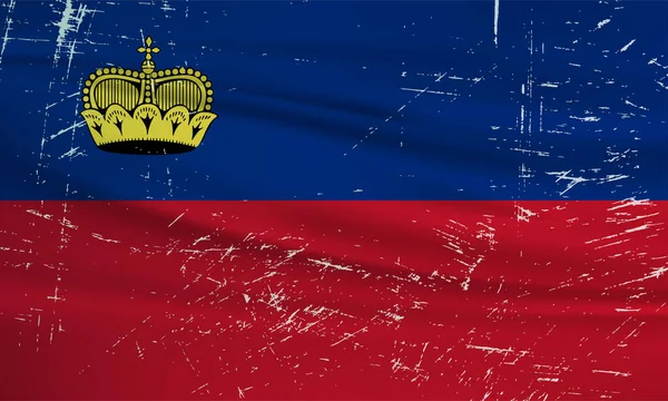 Grunge Liechtenstein Vlag Liechtenstein Vlag Met Golvende Grunge Textuur Vectorachtergrond — Stockvector