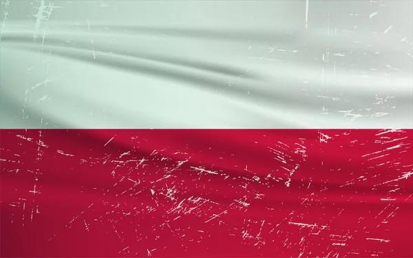 Drapeau Grunge Pologne Drapeau Pologne Avec Texture Grunge Ondulée Fond — Image vectorielle