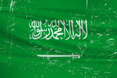 Grunge Saudi Arabia flag. Saudi Arabia flag with waving grunge texture. Vector background.