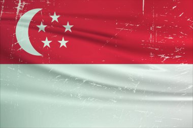 Grunge Singapore flag. Singapore flag with waving grunge texture.  Vector background.