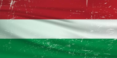 Grunge Hungary flag. Hungary flag with waving grunge texture.  Vector background.
