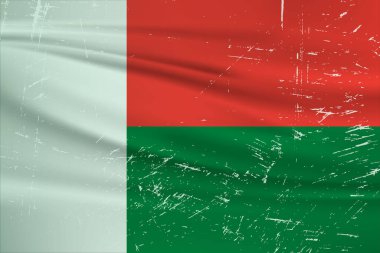 Grunge Madagascar flag. Madagascar flag with waving grunge texture.  Vector background.