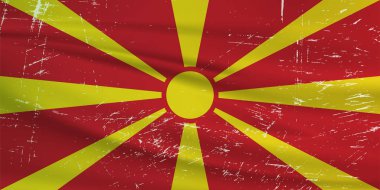 Grunge Macedonia flag. Macedonia flag with waving grunge texture.  Vector background.