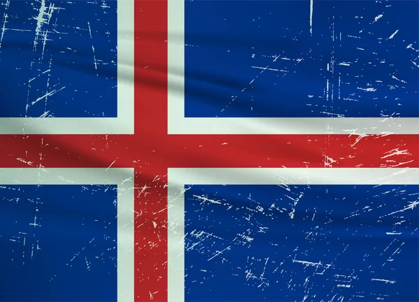 Grunge Iceland Flag Iceland Flag Waving Grunge Texture Vector Background — Stok Vektör