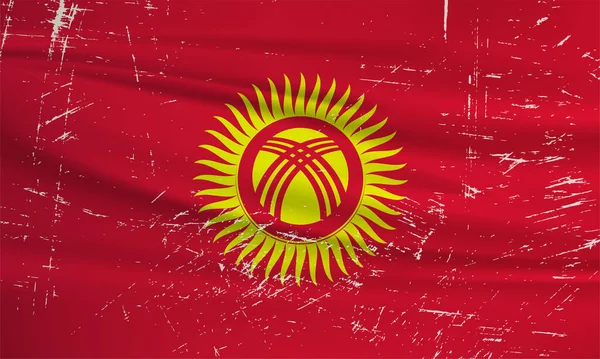 Grunge Kyrgyzstan Flag Kyrgyzstan Flag Waving Grunge Texture Vector Background — ストックベクタ