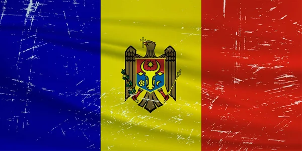 Grunge Moldova Flag Moldova Flag Waving Grunge Texture Vector Background — 스톡 벡터