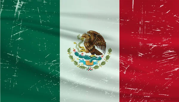 Vlajka Grunge Mexico Mexická Vlajka Vlnící Grunge Texturou Pozadí Vektoru — Stockový vektor