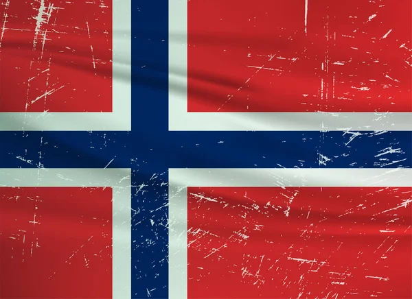 Grunge Bandera Noruega Bandera Noruega Con Textura Grunge Ondeante Fondo — Vector de stock