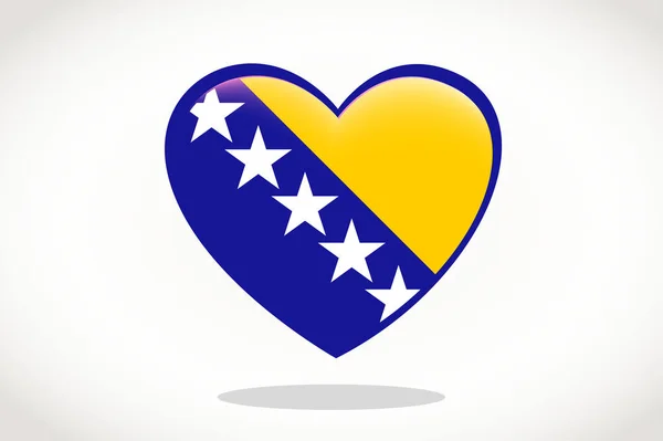 Bosnien Flagga Hjärtform Heart Flagga Bosnien Bosnien Flagga Mall Design — Stock vektor