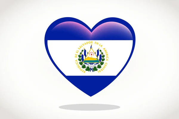 Bandera Salvador Forma Corazón Bandera Corazón Salvador Salvador Diseño Plantilla — Archivo Imágenes Vectoriales