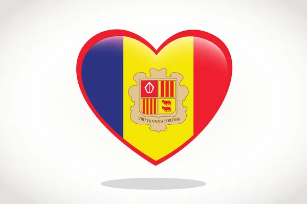 Прапор Андорри Формі Серця Heart Flag Andorra Andorra Flag Template — стоковий вектор