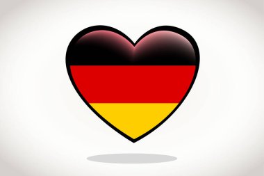 Almanya 'nın Kalp Şeklinde Bayrağı. Heart 3d Almanya Bayrağı, Almanya bayrak tasarımı.