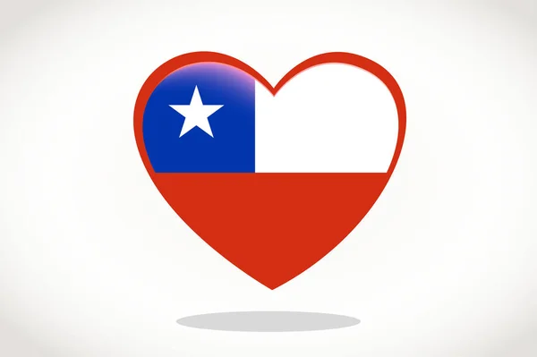 Bandera Chile Forma Corazón Bandera Corazón Chile Diseño Plantilla Bandera — Archivo Imágenes Vectoriales