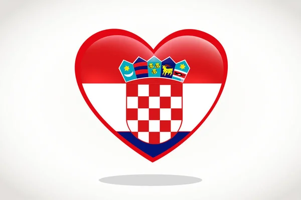 Kroatien Flagga Hjärtform Heart Flagga Kroatien Kroatien Flagga Mall Design — Stock vektor