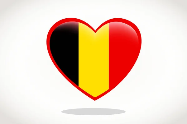 Belgio Bandiera Forma Cuore Cuore Bandiera Del Belgio Belgio Disegno — Vettoriale Stock