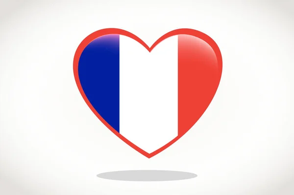 Флаг Франции Форме Сердца Флаг Франции Дизайн Флага Франции — стоковый вектор