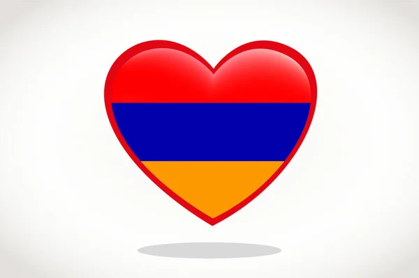 Bandeira Armênia Forma Coração Coração Bandeira Armênia Arménia Bandeira Modelo — Vetor de Stock