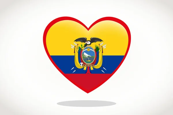 Ekvádorská Vlajka Tvaru Srdce Srdce Vlajka Ekvádoru Ekvádor Vlajka Šablony — Stockový vektor