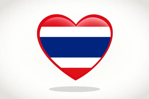 Bandera Tailandia Forma Corazón Bandera Corazón Tailandia Diseño Plantilla Bandera — Vector de stock