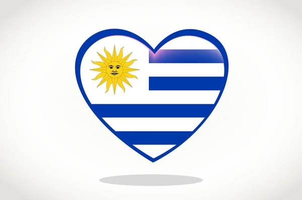 Bandera Uruguay Forma Corazón Bandera Corazón Uruguay Diseño Plantilla Bandera — Vector de stock