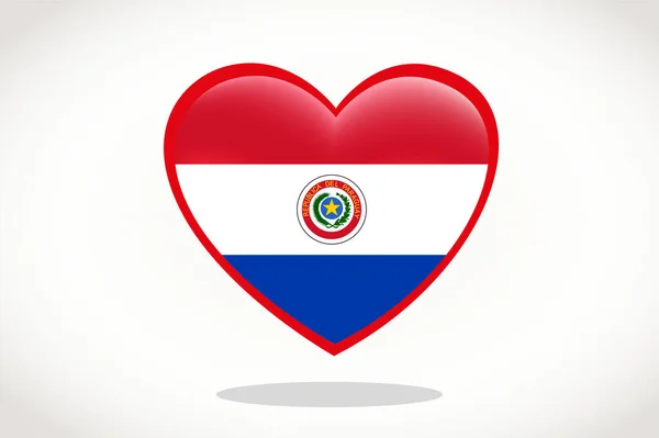 Paraguay Flagga Hjärtform Heart Flagga Paraguay Paraguay Flagga Mall Design — Stock vektor