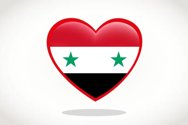心形叙利亚国旗 心脏3D叙利亚国旗 叙利亚国旗模板设计 — 图库矢量图片