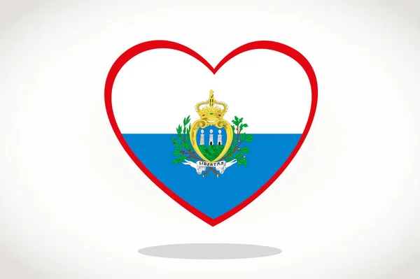 San Marino Flag Heart Shape Heart Flag San Marino San — 스톡 벡터