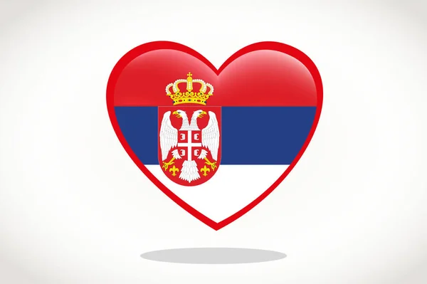 Serbiens Flagga Hjärtform Heart Flagga Serbien Serbien Flagga Mall Design — Stock vektor