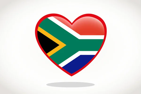 Bandera Sudáfrica Forma Corazón Bandera Corazón Sudáfrica Diseño Plantilla Bandera — Vector de stock