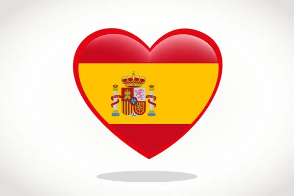 Drapeau Espagne Forme Coeur Coeur Drapeau Espagne Modèle Drapeau Espagne — Image vectorielle