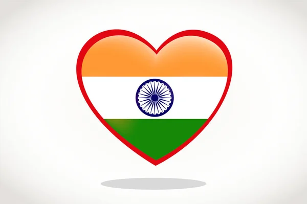 Bandiera India Forma Cuore Cuore Bandiera Dell India India Disegno — Vettoriale Stock