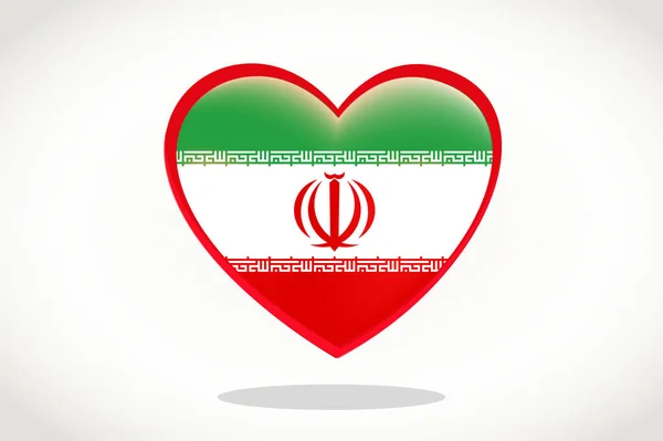 伊朗国旗在心形 心3D伊朗国旗 伊朗国旗模板设计 — 图库矢量图片