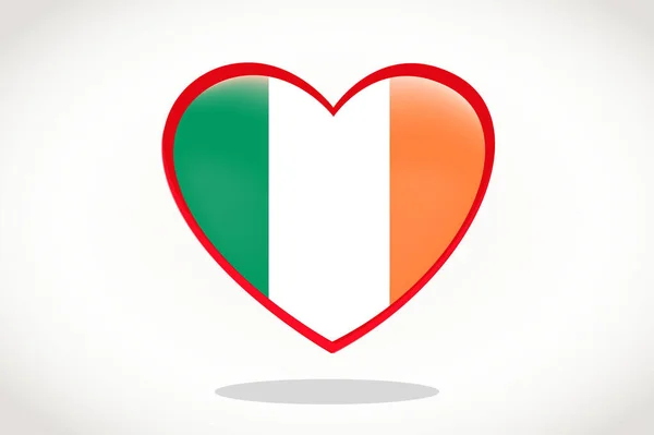 Ireland Flag Heart Shape Heart Flag Ireland Ireland Flag Template — Stock Vector