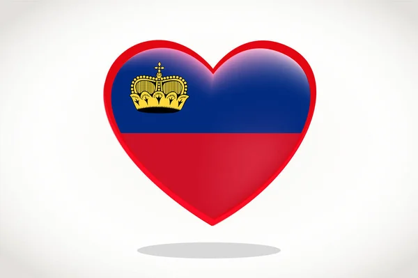Liechtenstein Flag Heart Shape Heart Flag Liechtenstein Liechtenstein Flag Template — Stock vektor