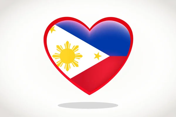 Filippine Bandiera Forma Cuore Cuore Bandiera Delle Filippine Filippine Design — Vettoriale Stock