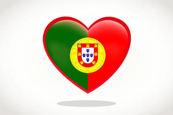 Portugal Drapeau Forme Coeur Coeur Drapeau Portugal Modèle Drapeau Portugal — Image vectorielle