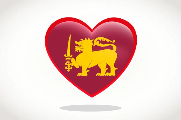 Drapeau Sri Lanka Forme Cœur Coeur Drapeau Sri Lanka Sri — Image vectorielle