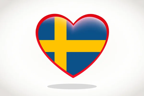 Bandera Suecia Forma Corazón Bandera Del Corazón Suecia Diseño Plantilla — Archivo Imágenes Vectoriales