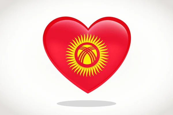 Kirghizistan Drapeau Forme Coeur Coeur Drapeau Kirghizistan Motif Drapeau Kirghizistan — Image vectorielle