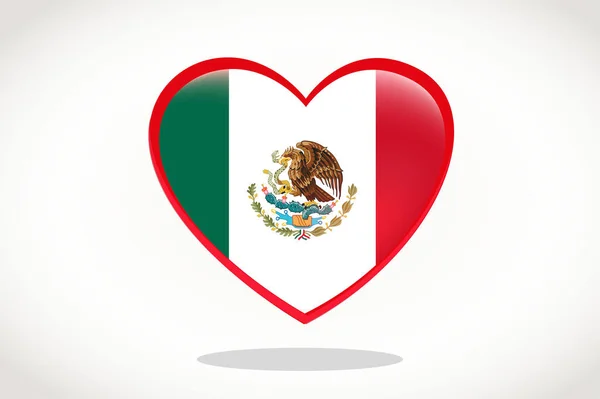 Mexická Vlajka Tvaru Srdce Heart Flag Mexico Mexiko Vlajka Šablony — Stockový vektor