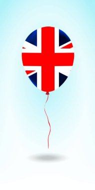 Bayraklı Birleşik Krallık balonu. Ulusal Renklerde Ballon. Country Flag Plastik Balonu. Vektör İllüstrasyonu.