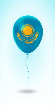 Bayraklı Kazakistan balonu. Ulusal Renklerde Ballon. Country Flag Plastik Balonu. Vektör İllüstrasyonu.