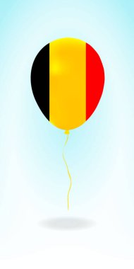 Bayraklı Belçika balonu. Ulusal Renklerde Balon. Country Flag Plastik Balonu. Vektör İllüstrasyonu.