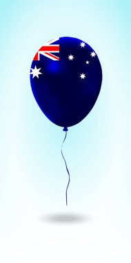 Bayraklı Avustralya balonu. Ulusal Renklerde Ballon. Country Flag Plastik Balonu. Vektör İllüstrasyonu.