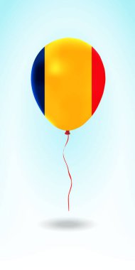 Bayraklı Romanya balonu. Ulusal Renklerde Ballon. Country Flag Plastik Balonu. Vektör İllüstrasyonu.