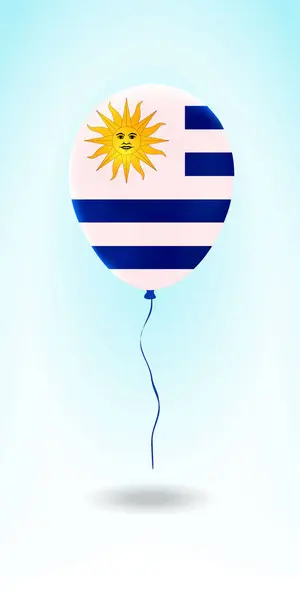 우루과이의 국기에는 Flag Ballon 있습니다 나라가고 무풍선을 그린다 일러스트 — 스톡 벡터