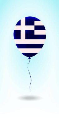Yunanistan bayraklı balon. Ulusal Renklerde Ballon. Country Flag Plastik Balonu. Vektör İllüstrasyonu.